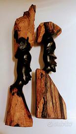 Africa - Coppia sculture in legno di ebano