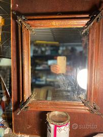 Antico specchiera doppia cornice con angoli ottone