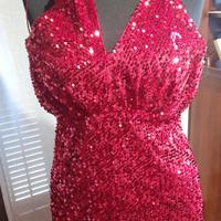 vestito rosso brillante