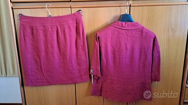 completo donna in lino bordeaux 