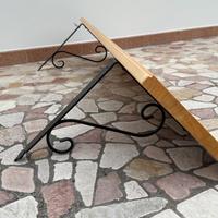 Mensola legno 120 × 30 cm con staffe ferro battuto