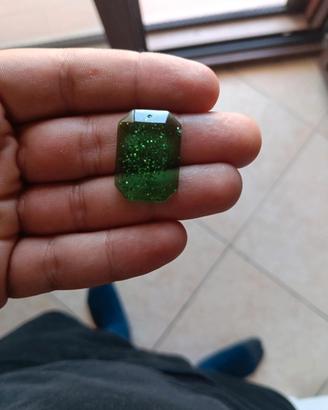 resina, ciondolo collana/orecchino verde smeraldo