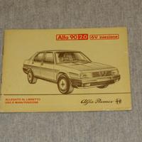 ALLEGATO LIBRETTO ALFA 90 V6 INIEZIONE