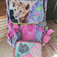 Zaino + astuccio scuola WWF fantasia rosa Leoncino