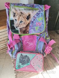 Zaino + astuccio scuola WWF fantasia rosa Leoncino