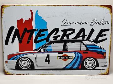 Targa Metallo Vintage Lancia Delta 30x20cm