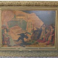 2 quadri con cornice in legno e gesso dorato