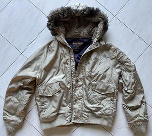 Bomber Woolrich Beige Tg.L con Cappuccio Pelo