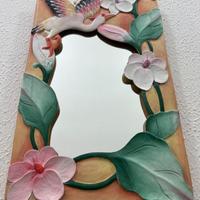 Specchio da parete in legno artigianato etnico