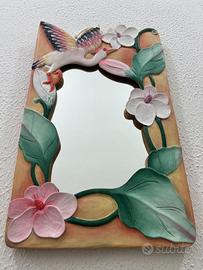 Specchio da parete in legno artigianato etnico