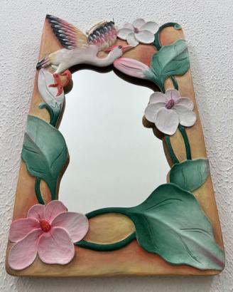 Specchio da parete in legno artigianato etnico