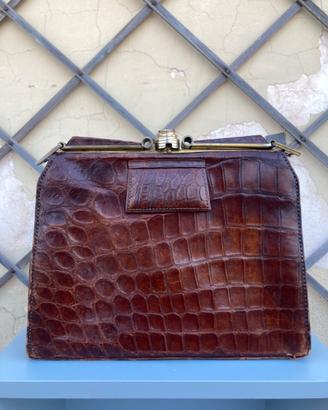 Borsa vintage anni '40/'50 in vera pelle di coccod
