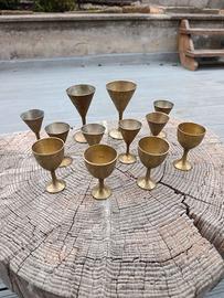 Set 12 mini calici ottone vintage anni 60-80