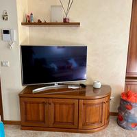 Mobiletto angolare soggiorno in legno con mensola