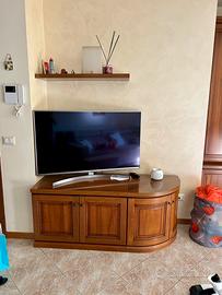 Mobiletto angolare soggiorno in legno con mensola