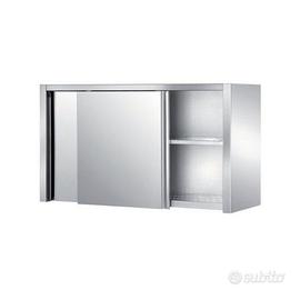 armadio pensile in acciaio con ante scorrevoli