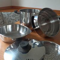 pentola alta + vaporiera bassa+alta+ campana AMC