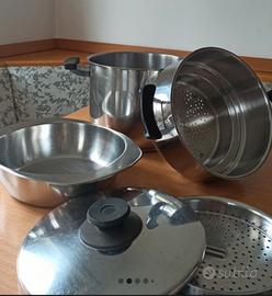 pentola alta + vaporiera bassa+alta+ campana AMC