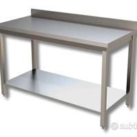 🔩 Tavolo in Acciaio Inox con Alzatina e Ripiano🔩