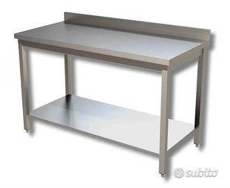 🔩 Tavolo in Acciaio Inox con Alzatina e Ripiano🔩