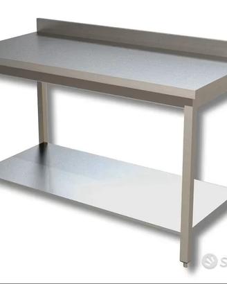 🔩 Tavolo in Acciaio Inox con Alzatina e Ripiano🔩