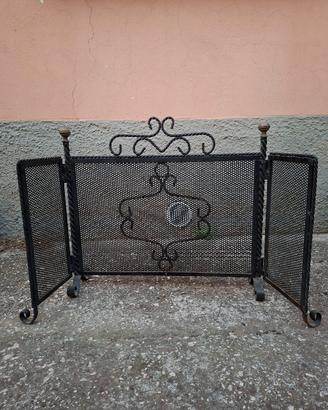 Parascintille camino ferro battuto vintage pieghev