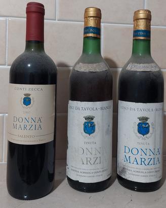 Tre bottiglie vintage di vini Donna Marzia