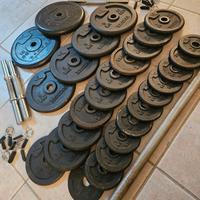 Set dischi 30mm Domyos + 4 manubri + bilanciere