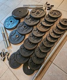 Set dischi 30mm Domyos + 4 manubri + bilanciere