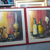 Quadri Olio su Tela con Cornice e Vetro 