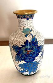  Vaso cinese vintage in smalto cloisonné 