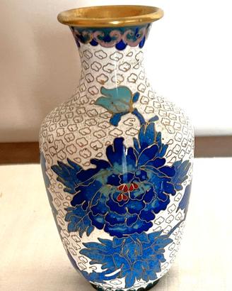 Vaso cinese vintage in smalto cloisonné 