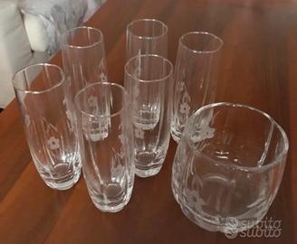 6 bicchieri in cristallo con cestello per ghiaccio