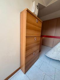 Scarpiera salvaspazio color noce – 3 ante, 58×118