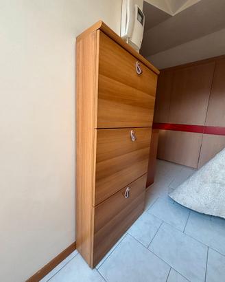 Scarpiera salvaspazio color noce – 3 ante, 58×118