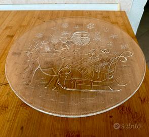 Piatto vetro satinato Babbo Natale in slittaanni70