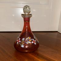 Bottiglia caraffa vetro decorata vintage