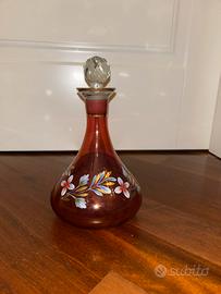 Bottiglia caraffa vetro decorata vintage