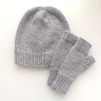 Berretto e guanti senza dita in misto lana/alpaca