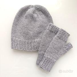 Berretto e guanti senza dita in misto lana/alpaca