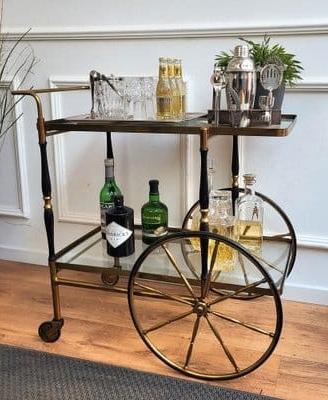 ANTICO CARRELLO BAR DESIGN PORTAVIVANDE ANNI 50 LE