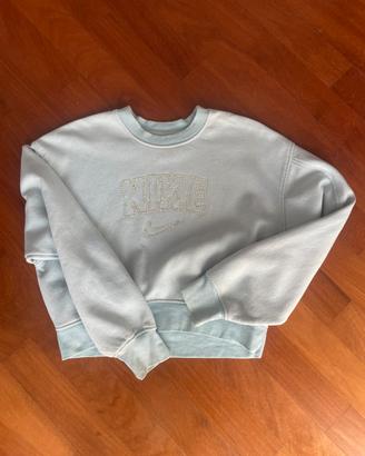 Felpa azzurra crop con strass