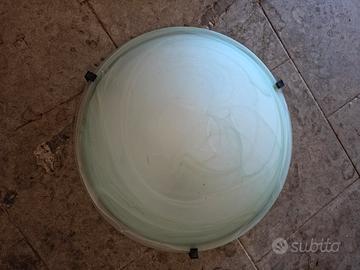 Plafoniera rotonda in vetro satinato effetto marmo