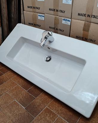 Lavabo da incasso con vasca integrata ceramica