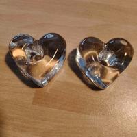 Coppia cuoricini portacandela in vetro