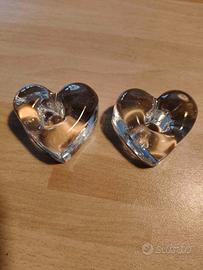 Coppia cuoricini portacandela in vetro