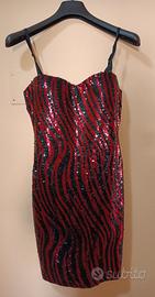 Vestito Tally Weijl Paillettes Rosso/Nero Zebrato