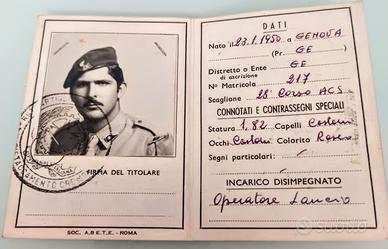 Cimeli militari (Tessera Ministero della Difesa)