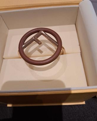 Bracciale Fendi color oro e pelle marrone