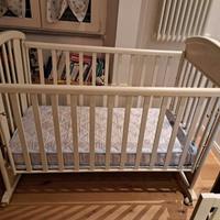 lettino metallo a sbarre+materasso+paracolpi